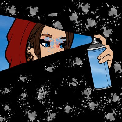 a realistic girl, spray painting