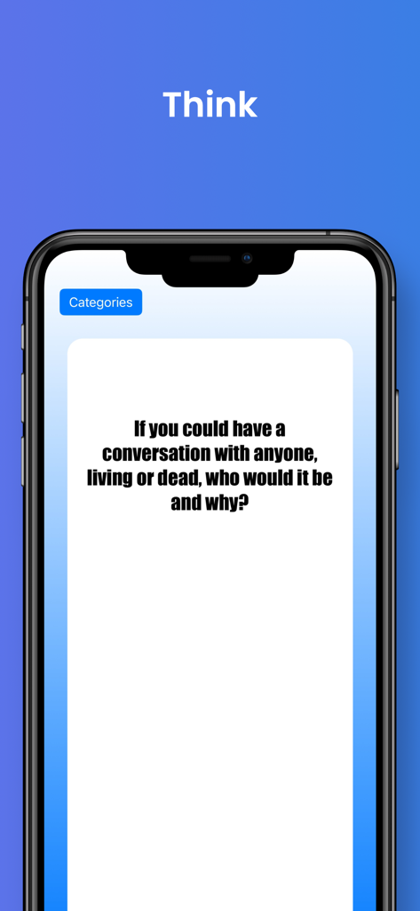 Couple Cards Deep Questions - La aplicación Couple Cards mostrando un tema de conversación profunda.