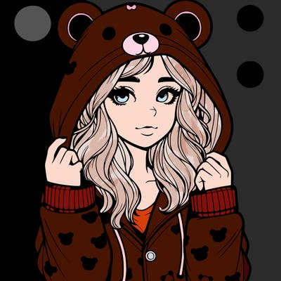 realistic girl in a animal pjs hoodie
