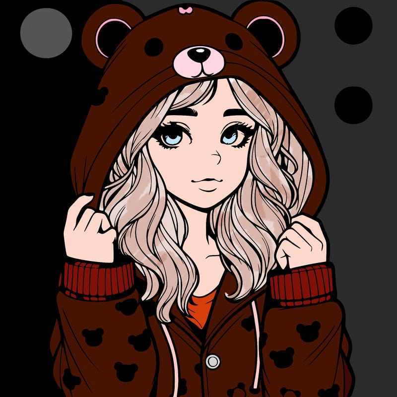 realistic girl in a animal pjs hoodie