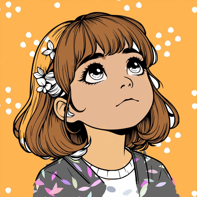 realistic girl looking up