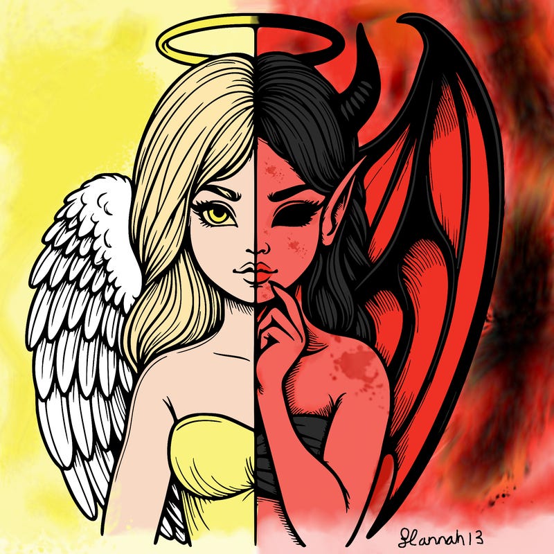 realistic angel half demon