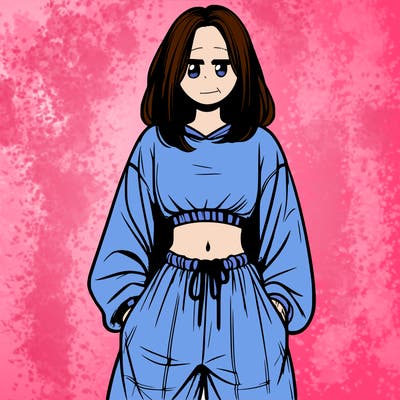 realistic girl faceless with baggy pants and a crop top