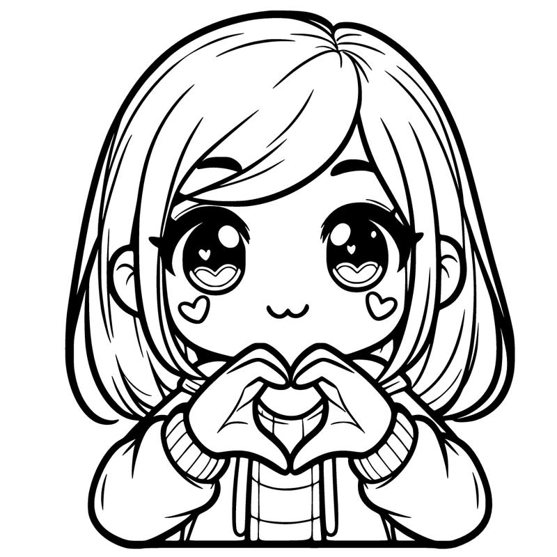 a cute girl with one who makes a heart with her hands