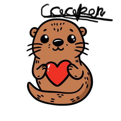 otter with a heart