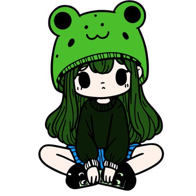 a girl wearing a frog hat and some frog socks