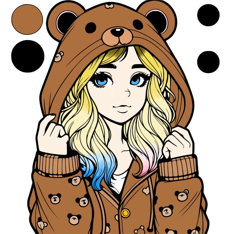 realistic girl in a animal pjs hoodie