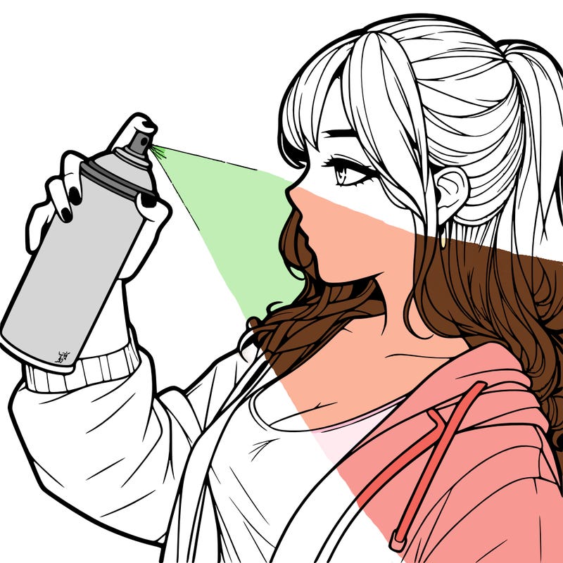 a realistic girl spray, painting
