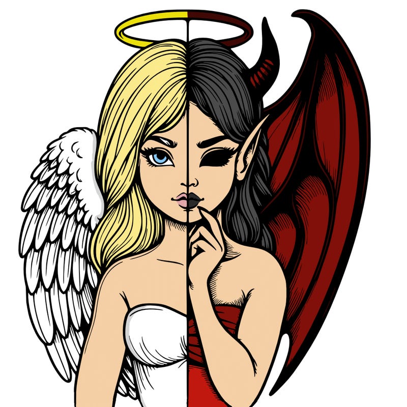 realistic angel half demon