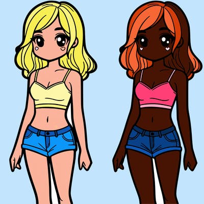 a girl in a crop top and short shorts