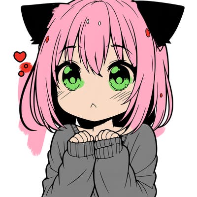 shy anime catgirl