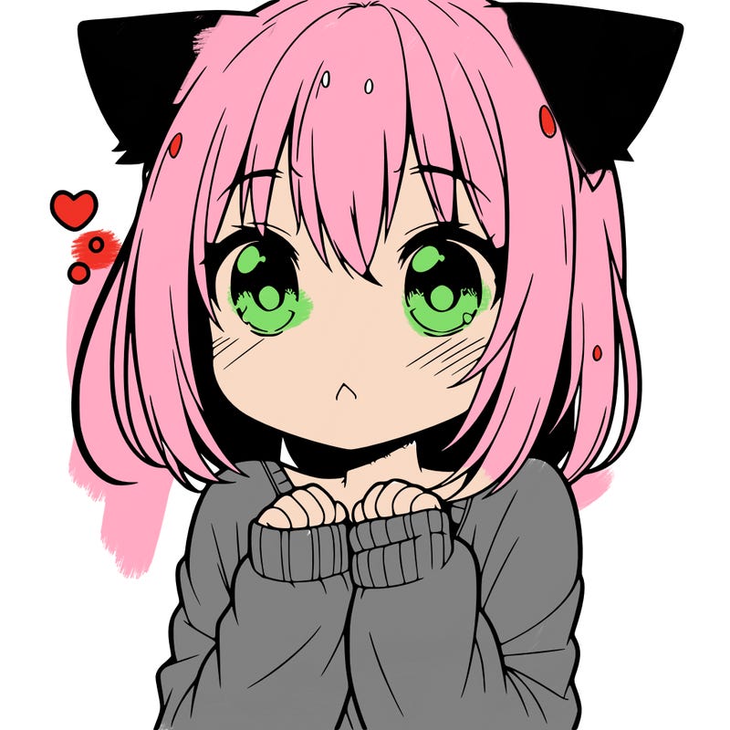 shy anime catgirl
