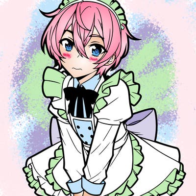 male anime character in a maids dress