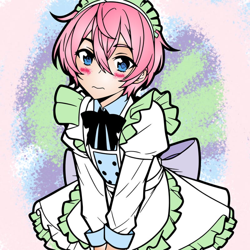 male anime character in a maids dress