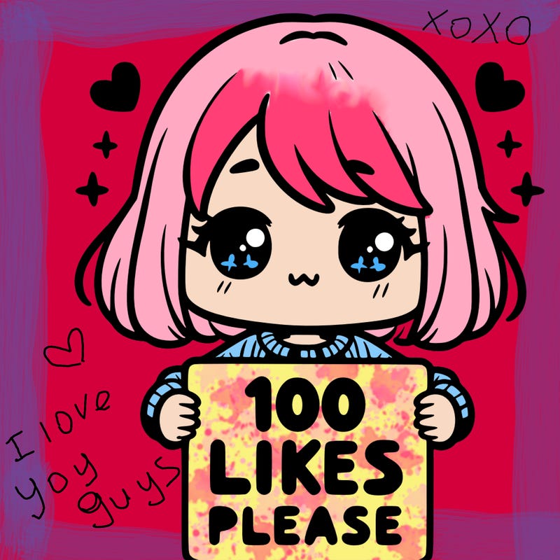 cute girl holding a sign saying 100 likes please
