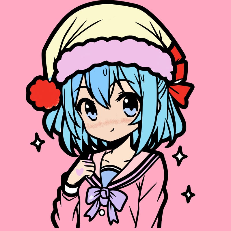 anime girl wearing a santa hat