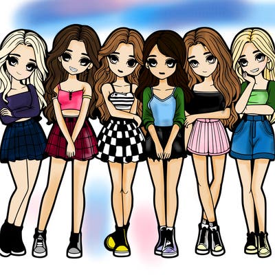 a group of girls realistic