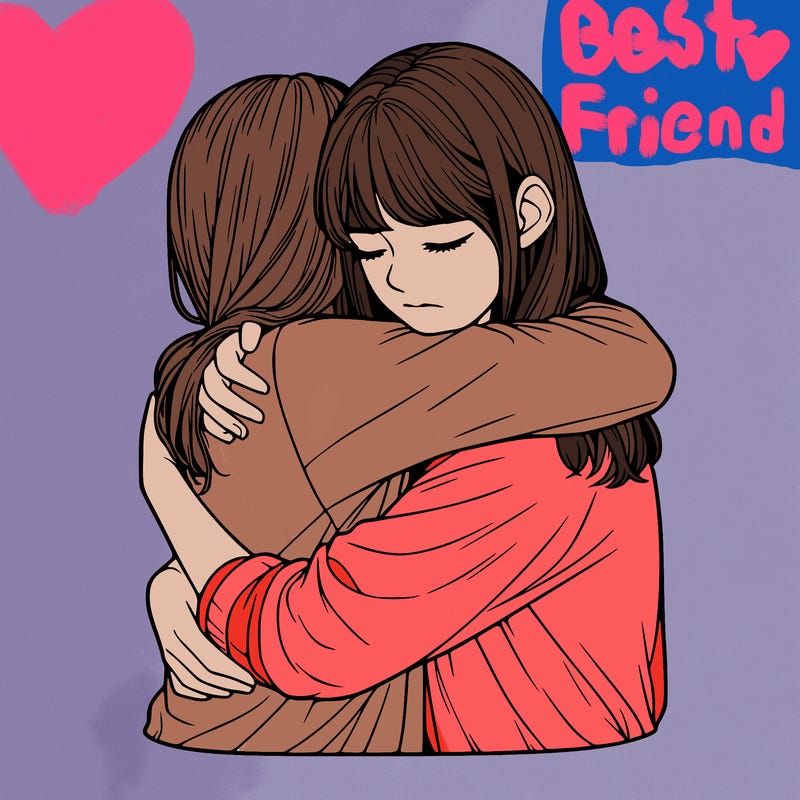 realistic girls hugging