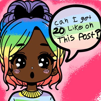a girl with a word bubble by her mouth