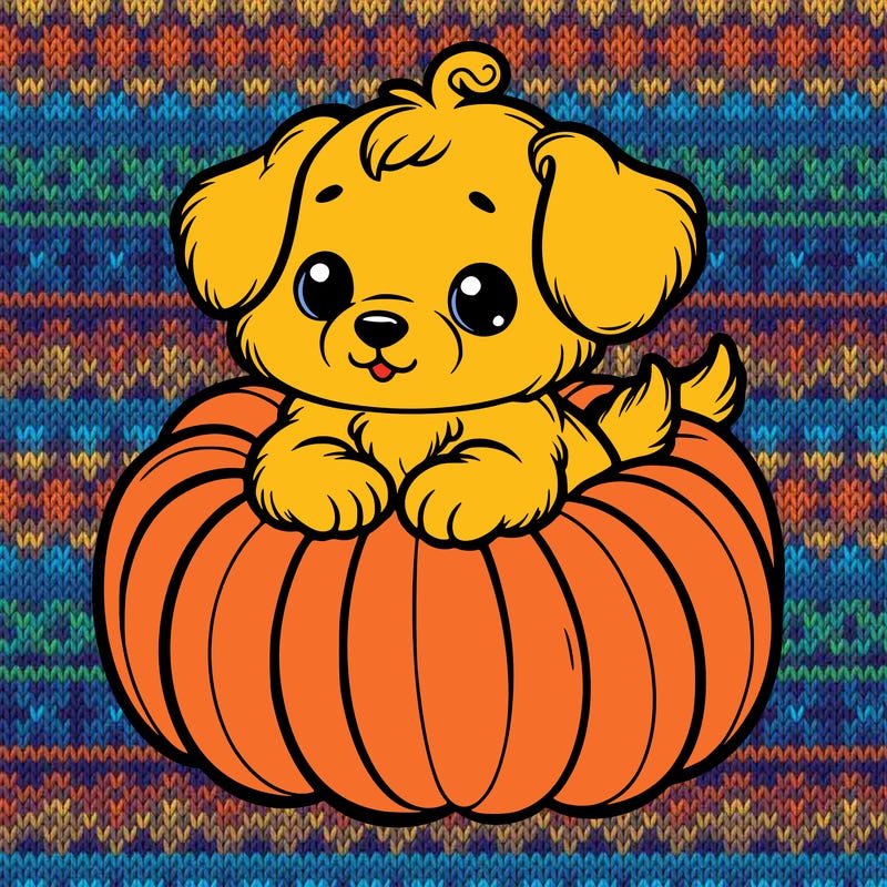 cute little puppy in a pumpkin