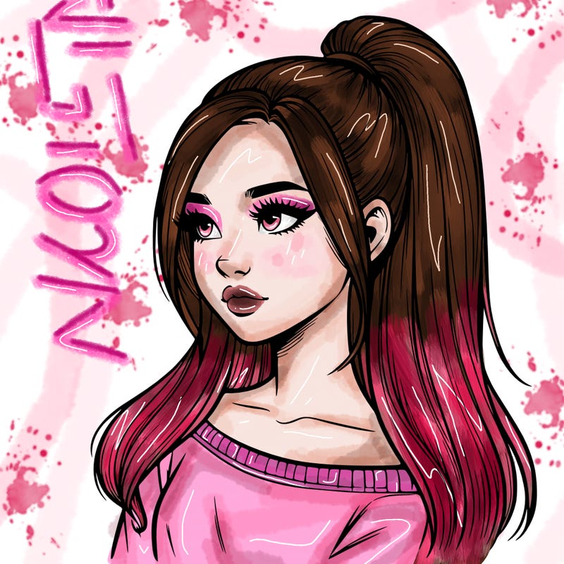 realistic girl with a high ponytail