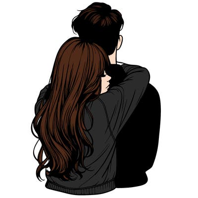 realistic girl hugging boyfriend from back