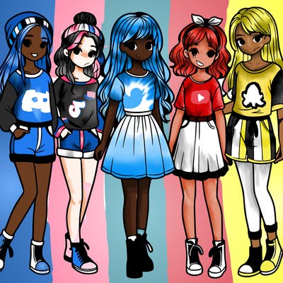 a group of five girls