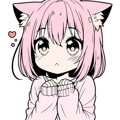 shy anime catgirl