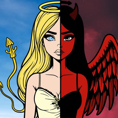 devil vs angel realistic girl