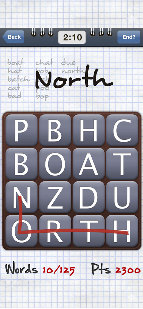 Wordly® - Screenshot of Wordly mobile game showing a letter grid with the word North being traced in red