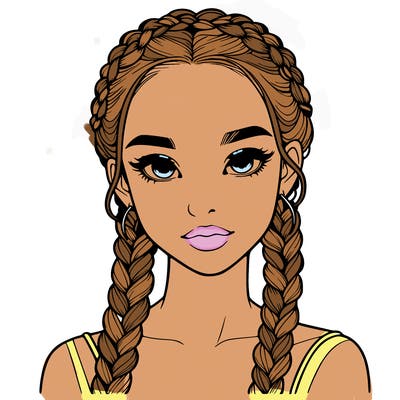 realistic girl with braids