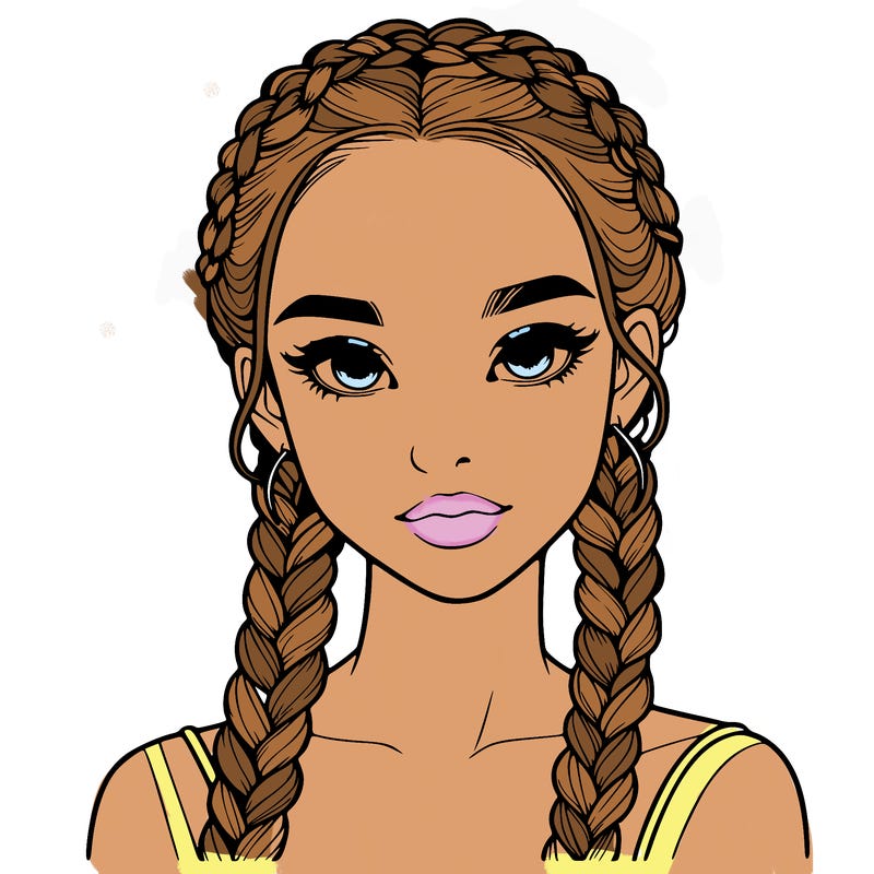 realistic girl with braids