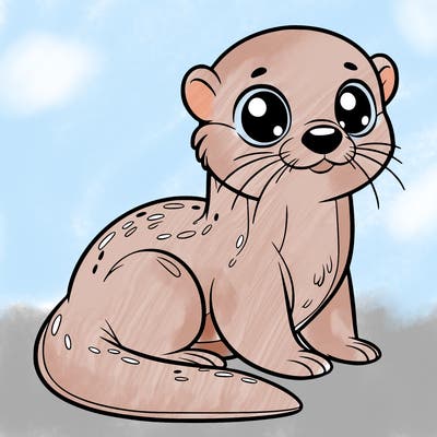 otter, big eyes, full body