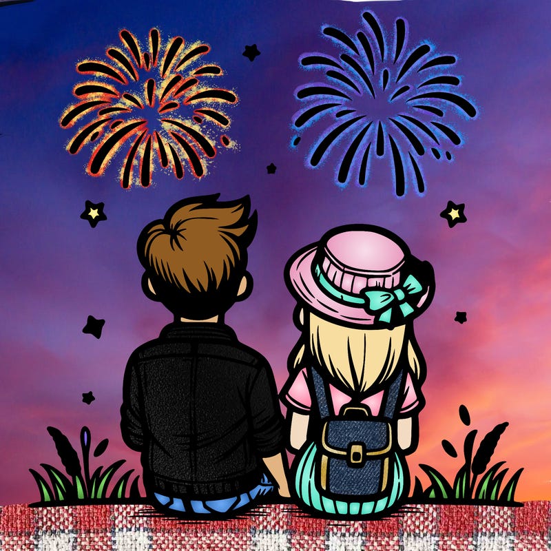 couple watching fireworks