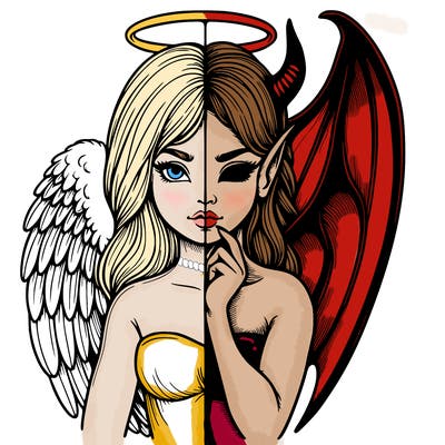 realistic angel half demon