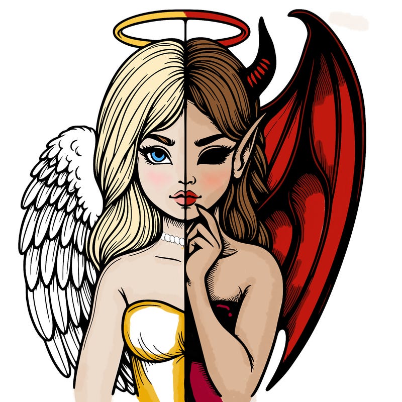 realistic angel half demon