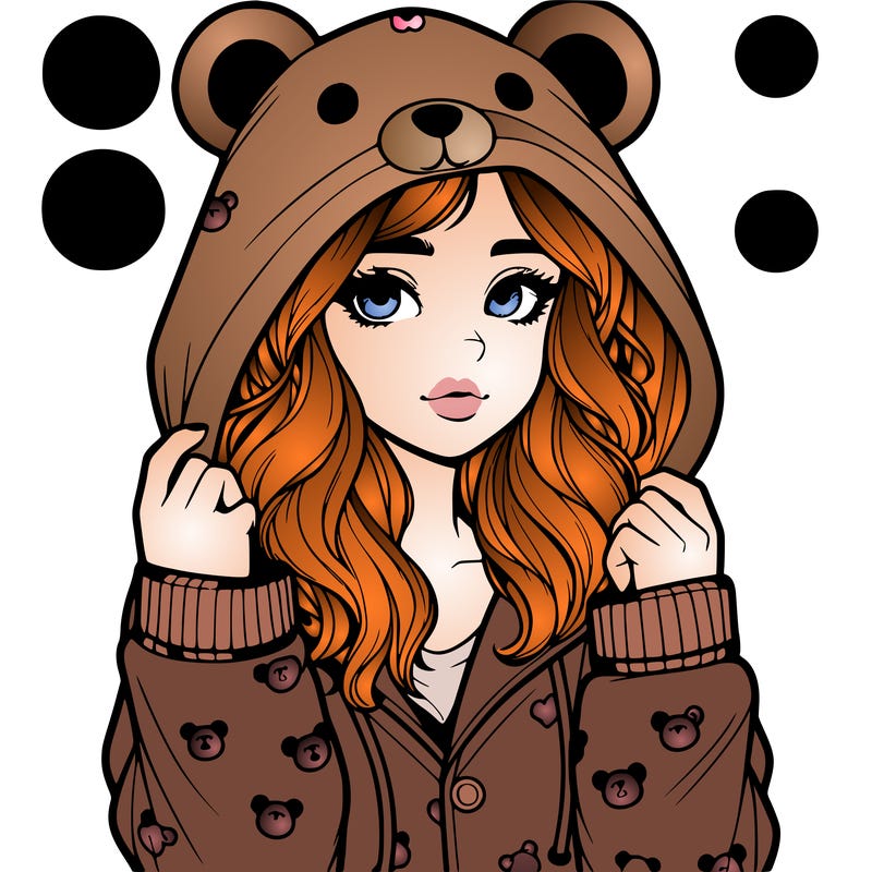 realistic girl in a animal pjs hoodie