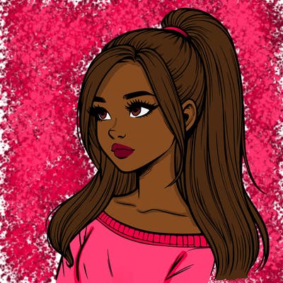 realistic girl with a high ponytail