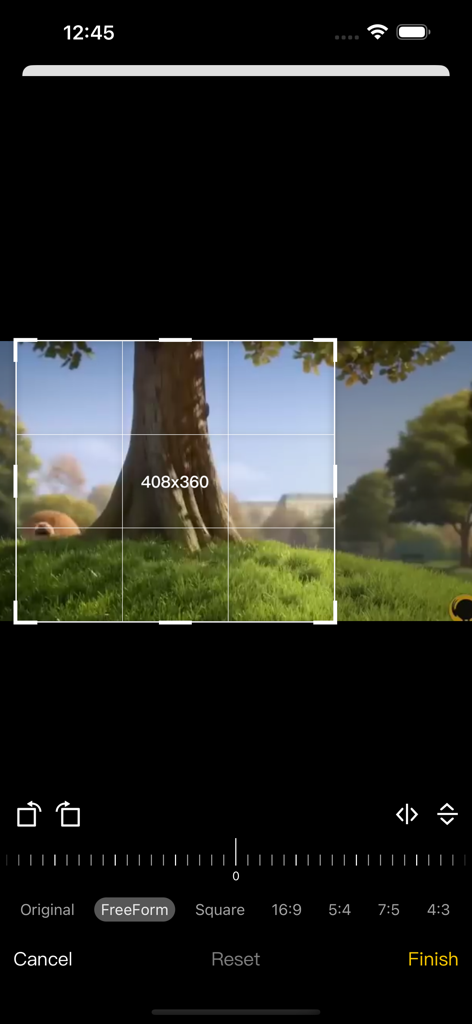 Photo editing screen in the GPS Map Camera app showing crop and aspect ratio tools