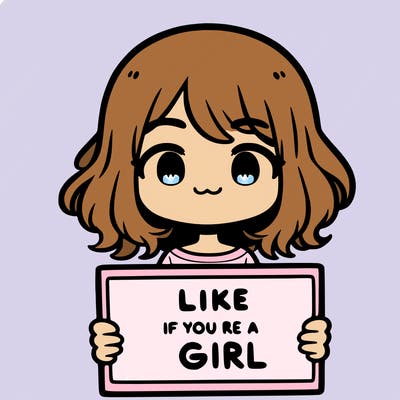 a cute girl holding a sign that says like if you’re a girl
