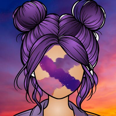 realistic girl with buns on the top of her hair