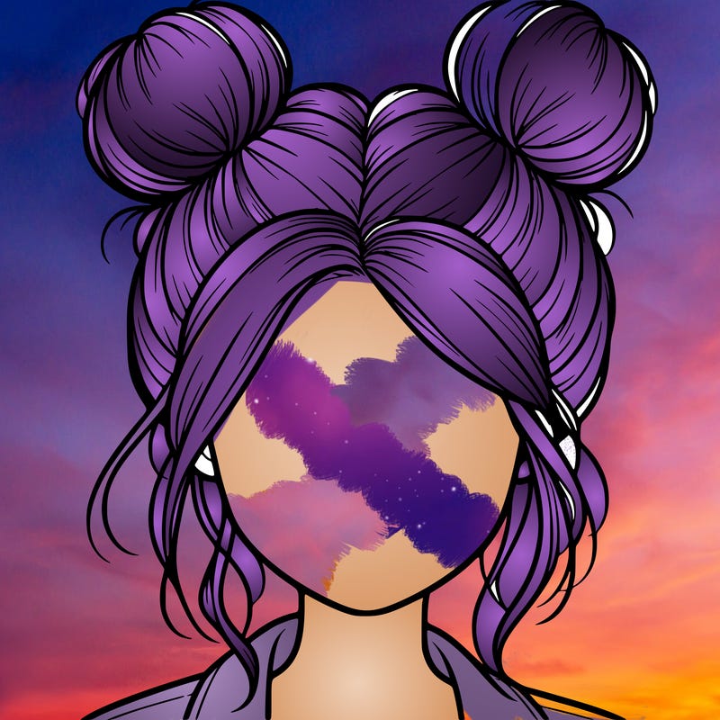 realistic girl with buns on the top of her hair