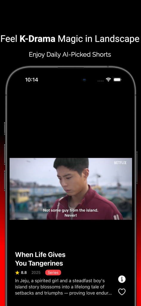 Boredflix: Movies, KDrama, TV - Boredflix app screenshot showing a K-Drama landscape video preview and AI-picked shorts