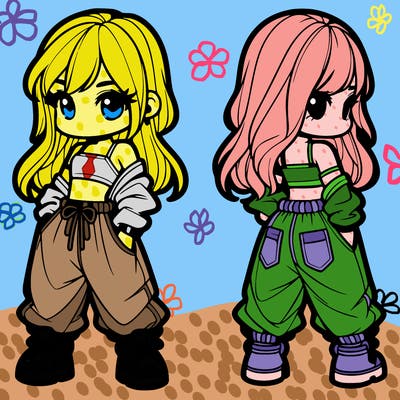 girl in crop top and baggy pants