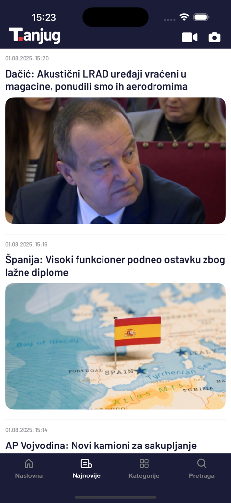 Tanjug - brze i pouzdane vesti - Feed de últimas noticias en la aplicación móvil de Tanjug