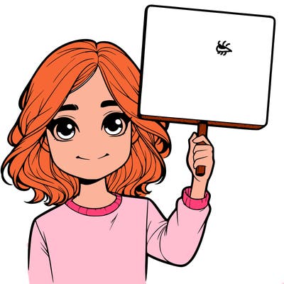 realistic girl holding up a sign