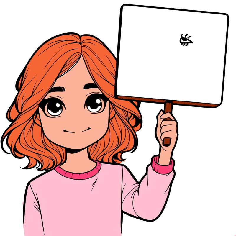 realistic girl holding up a sign