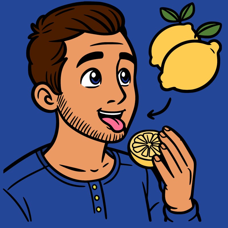 man eating lemon