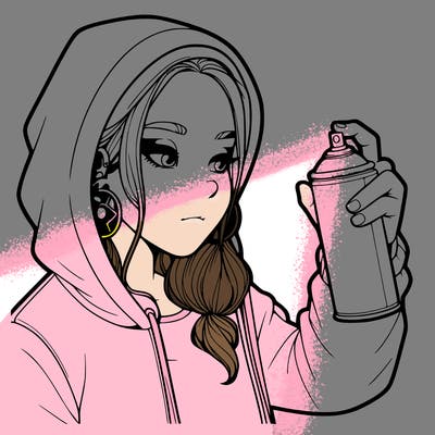a realistic girl, spray painting