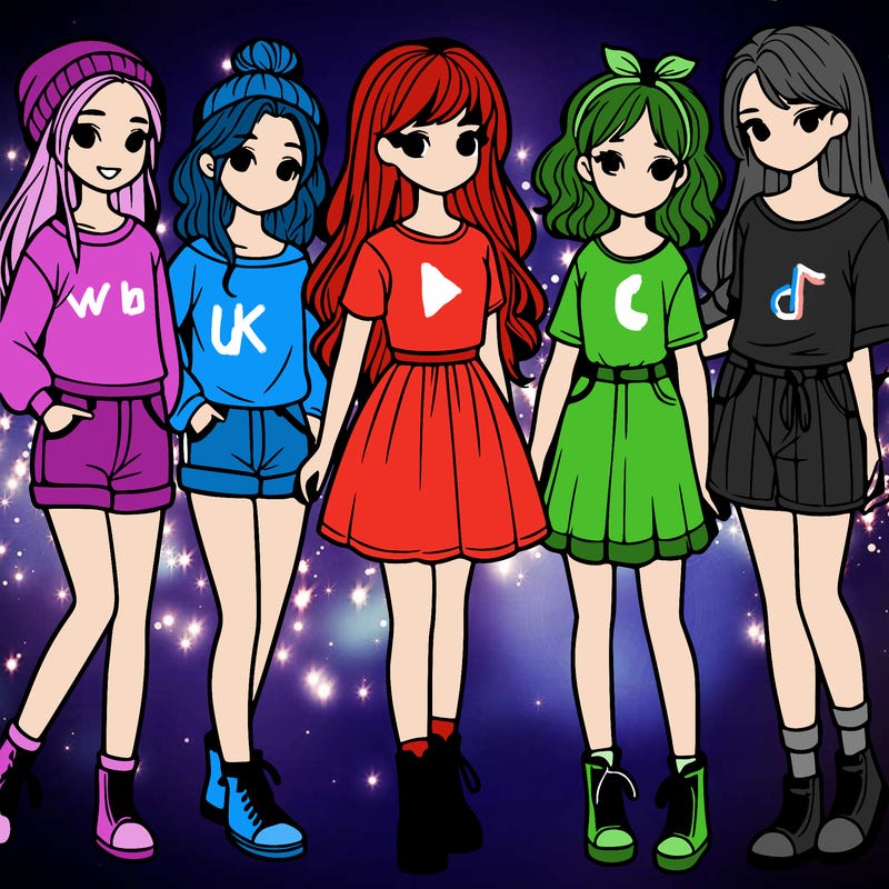 a group of five girls